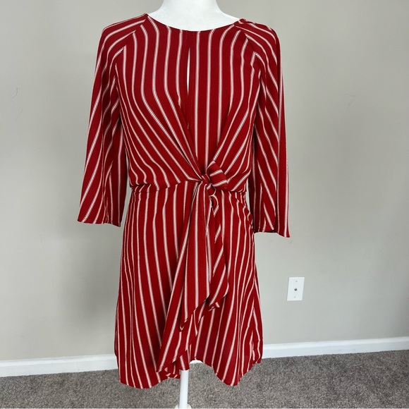 GYPSIES AND MOONDUST STRIPED MINI DRESS SIZE MEDIUM IN RED - Picture 10 of 16